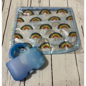 BOGG BAG Clear Zipper Insert Set of 2 Travel Organizer - Rainbow Print With Ice